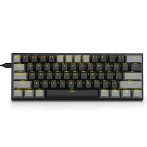 60% teclado branco rgb 61 teclas, pbt computador gaming usb luz com fio led gamer quente swap teclado mecânico