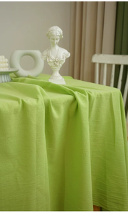 Nappe en <span class=keywords><strong>coton</strong></span> et lin vert pur printanier, nappe <span class=keywords><strong>de</strong></span> dessert, tissu <span class=keywords><strong>de</strong></span> fond décoratif blanc pour <span class=keywords><strong>mariage</strong></span> en extérieur et anniversaire - Product Image 4