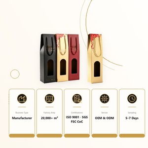 Bolsa de Regalo de Papel para <span class=keywords><strong>Vino</strong></span> de una Sola Botella con Logotipo Personalizado, Ventana y Asa de Cuerda para Envasado de 750 ml, Fabricante Mayorista - Product Image 4