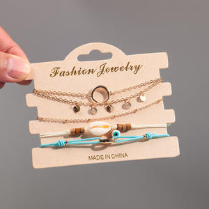 Populaire hawaïen 5 pièces/ensemble vacances bijoux coquille cheville oeil du diable pendentif lune alliage disque <span class=keywords><strong>Sexy</strong></span> bracelets <span class=keywords><strong>de</strong></span> cheville ensemble femmes Boho bijoux - Product Image 1