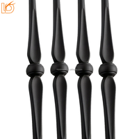 Balustre et patin en fer forgé noir de style moderne, carré, 14 mm, en métal massif, pour rampe d'escalier intérieure en bois