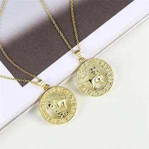Chapado en oro de 14K 12 signo del zodiaco astrología horóscopo collar de logotipo personalizado latón de cobre de la joyería para las mujeres - Product Image 3
