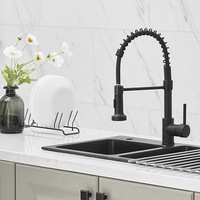 Robinet de cuisine en acier inoxydable, mitigeur chaud et froid, avec douchette extractible à ressort, pour évier de cuisine professionnel