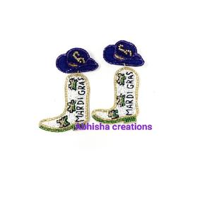 Boucles d'oreilles pendantes en perles faites à la main, bijoux en perles de rocaille pour femmes, accessoires de mode bohème tendance - Product Image 3