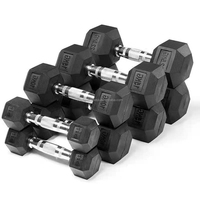 Set Dumbbell karet hex, peralatan Gym kepala bulat CPU bebas beban