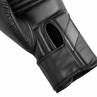 Gants de boxe professionnels TOPN TS-BG-0007-B en cuir/PU noir mat, fermeture auto-agrippante, 8 oz, sangle de poignet réglable, extensibles