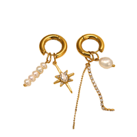 Boucles d'oreilles créoles tendance 2025 en acier inoxydable plaqué or 18 carats avec pompons, hypoallergéniques, géométriques, de créateur, avec perles, pour femmes et jeunes filles, idéales pour les soirées