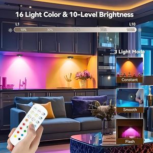 Night <b>Light</b> 3pcs <b>with</b> Remote 1200mAh Rechargeable Puck <b>light</b> <b>with</b> <b>Timer</b> Stick on Picture <b>Lights</b> for Wall Closet Cabinet - Product Image 4