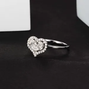H & F 천연 다이아몬드 링 하트 모양 다이아몬드 클러스터 0.31ctw 폴키 다이아몬드 쥬얼리 18k 14k 9k 디자인