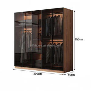 Custom Modern Modular Metal Glass Wardrobe With Built-In Lighting Easy Clean For New Residential Bedroom Furniture - Product Image 3