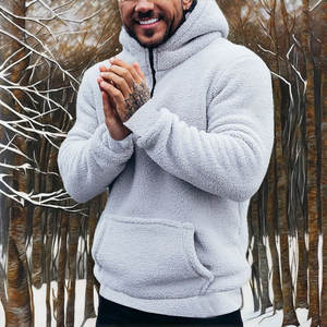 Felpa con cappuccio da <span class=keywords><strong>uomo</strong></span> in <span class=keywords><strong>velluto</strong></span> double-face, casual, per l'autunno, nuova collezione, taglie forti, alla moda, calda, ampia, tinta unita, in spugna - Product Image 2