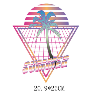 Custom Retro Palm Tree Heat Transfer Printing Patch Waterproof <b>Vinyl</b> Iron on Decal for Garment Textiles - Product Image 1