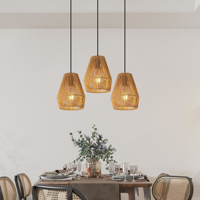 Ensemble de 3 lampes suspendues rustiques en corde de chanvre de 7 pouces, luminaire suspendu artisanal de style farmhouse, lampe de plafond à hauteur réglable (sans ampoules)