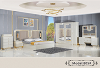 Ensemble de meubles de chambre à coucher modernes en bois avec éclairage LED, fonction massage et finition haute brillance pour appartement et hôtel