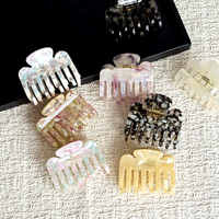 Pince à cheveux en acétate élégante pour femme, avec logo personnalisé, texture double dentelle, pour queue de cheval haute, 5,5 cm, tailles moyenne et petite