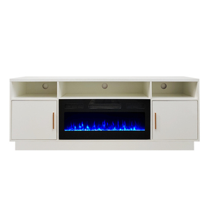 <span class=keywords><strong>Meilleur</strong></span> support TV d'intérieur autoportant avec flamme dynamique, blanc, moderne et luxueux, avec <span class=keywords><strong>foyer</strong></span> intégré et chauffage - Product Image 2