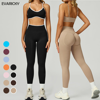 Legging Seamless High Waist Wanita untuk Olahraga dan Sport Bra Fitness Warna Baru Model Color Blocking Pakaian Olahraga Gym Set Yoga 2 Potong