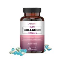 Capsules de Complément de Beauté Éclaircissant pour la Peau Lifeworth Marque Privée, Glutathion, Collagène, Vitamine C, Acide Hyaluronique, 60 Unités