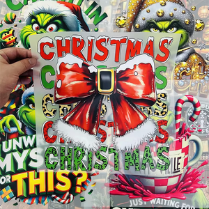Promotion Christmas PET Plastisol Clear Film DTF Digital <strong>Transfer</strong> Htv Heat <strong>Transfer</strong> Vinyl Press Ready <strong>Iron</strong> <strong>on</strong> Stickers - Product Image 4
