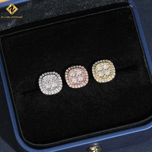 Moissanite <b>Stud</b> 925 Silver 18K Gold Plated Round Brilliant Cut Prong Setting Hip Hop Geometric <b>Mens</b> Earrings - Product Image 6