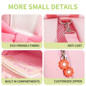 Sac à dos en néoprène motif animaux mignons pour garçons et filles de 3 à 6 ans, avec fermeture éclair, sangle de sécurité et double bretelles pour le quotidien - Product Image 5