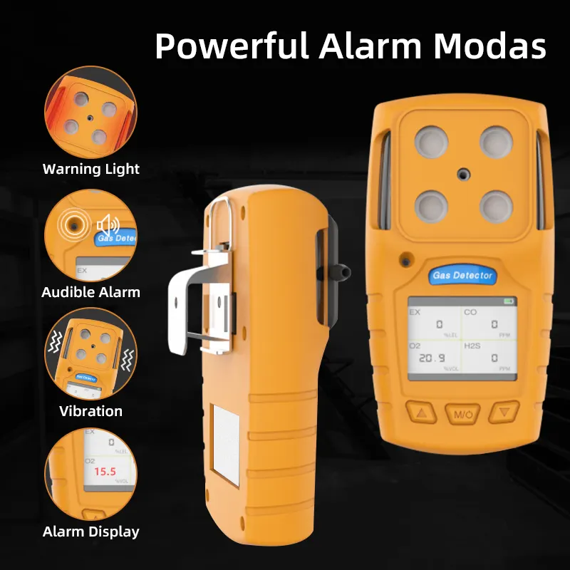 4 In 1 gaz analizörü dedektörü taşınabilir O2 CO H2S LEL Tester toksik taşınabilir çoklu gaz detektörü