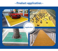 Carreaux de caillebotis en fibre de verre FRP Revêtement de sol pour bétail de garage Grilles d'incendie de camp Étapes d'échelle Drainage routier-Fibre de verre moulée