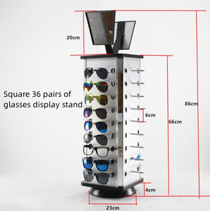 Présentoir à <span class=keywords><strong>lunettes</strong></span> carré rotatif de comptoir, neuf, avec miroir, montage facile, autoportant, haute visibilité, directement de l'usine - Product Image 1