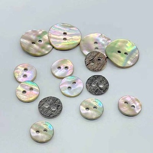 Nút vỏ bào ngư xanh tự nhiên với 2 lỗ nút áo tròn phẳng - Product Image 2