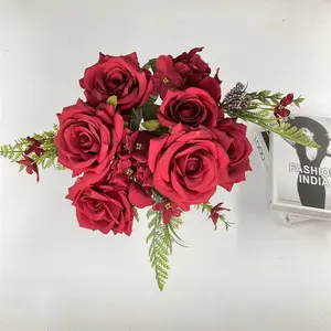人造丝玫瑰批发花最便宜的绢花人造花玫瑰家居装饰