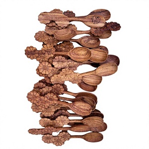Cuillères en bois personnalisées jetables, 6 pièces, durables, avec logo personnalisé, compatibles lave-vaisselle, pour les glaciers et les marques de desserts - Product Image 1