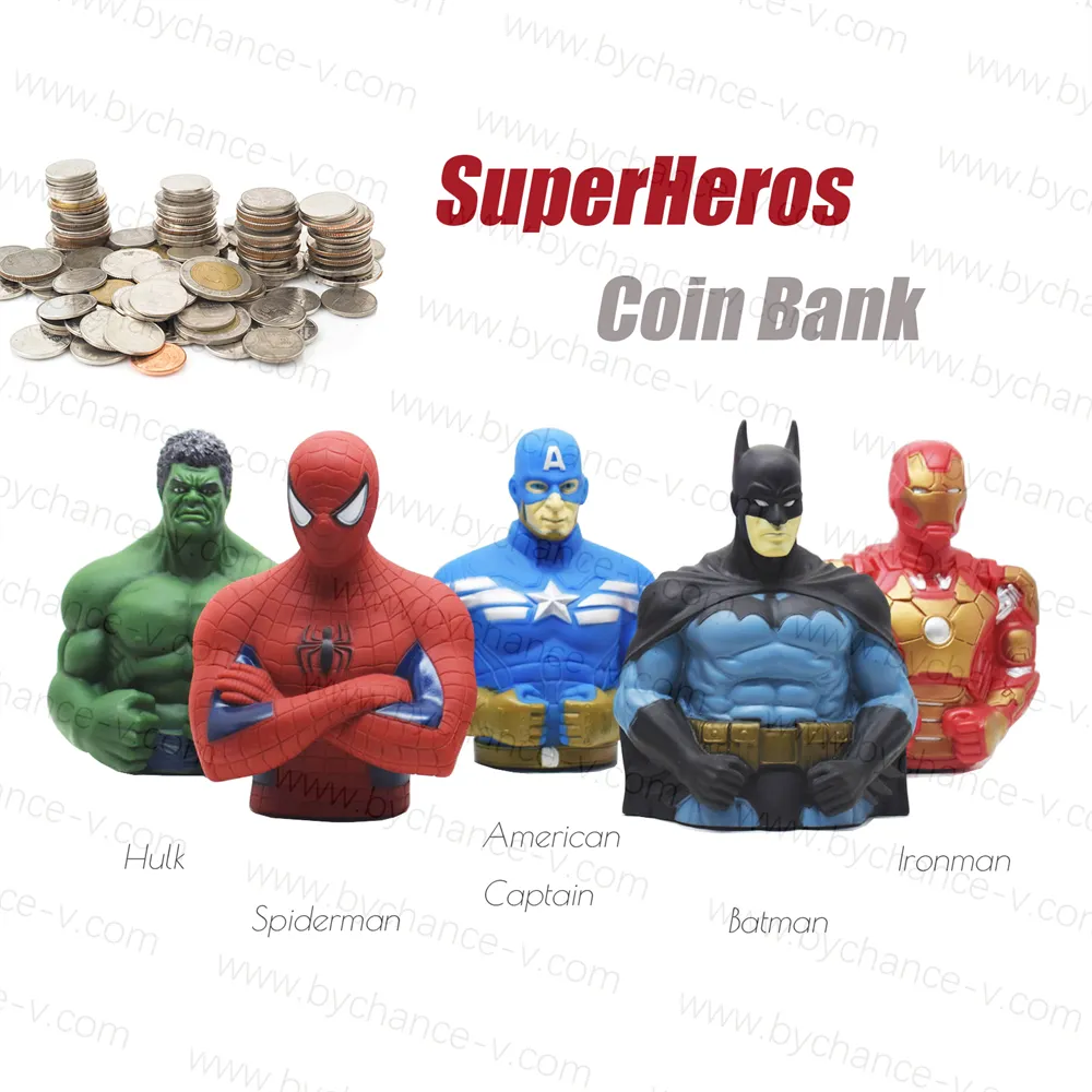 Hadiah Liburan terbaik untuk pecinta superhero vinil plastik pvc mainan trendi populer superhero unik celengan koin bank untuk anak laki-laki