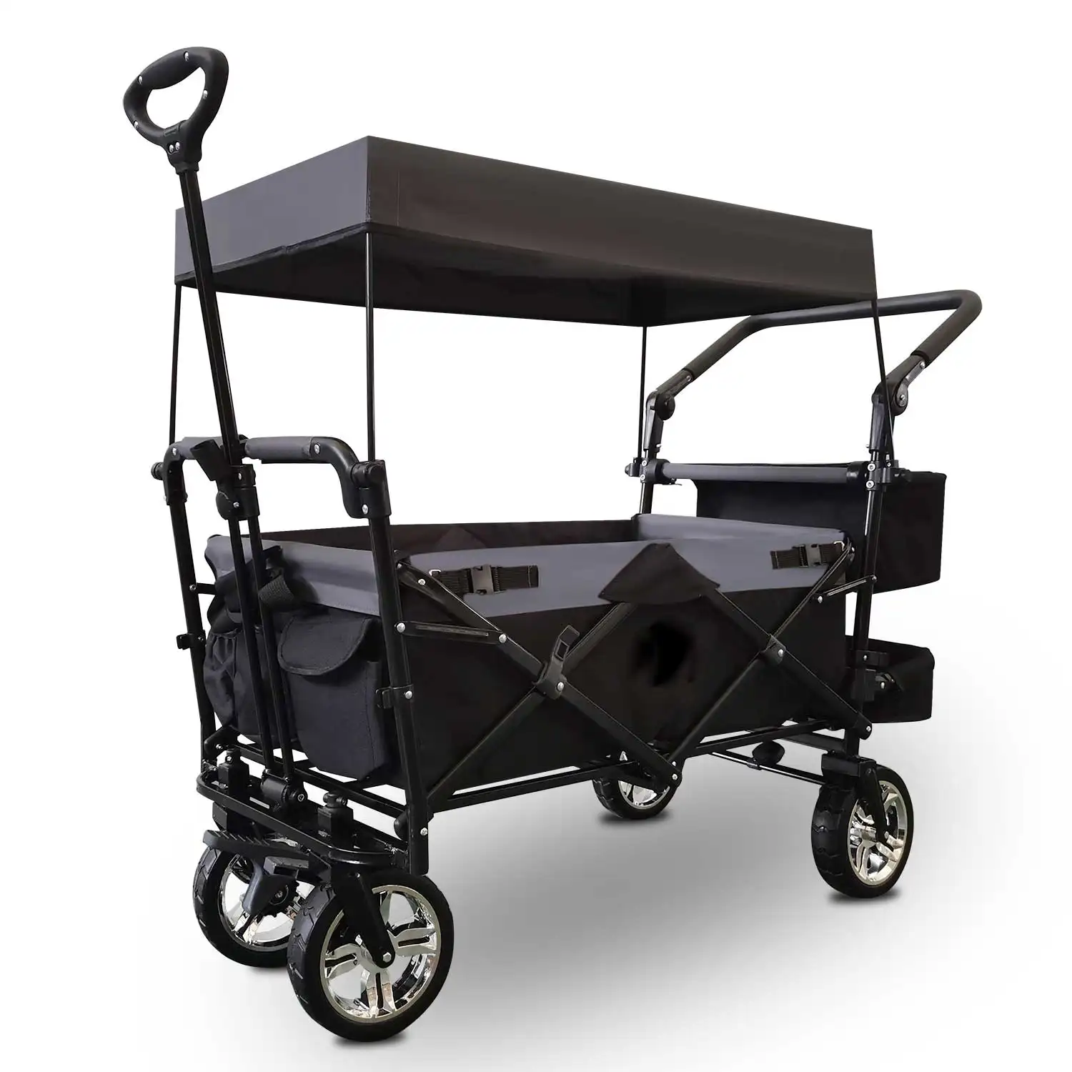 Canopy Camping Folding Trolley Cart Outdoor Wagon Cart With Universal Wheels
