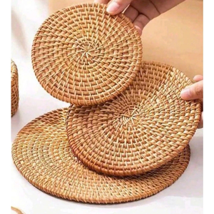 Vente en gros de sous-verres ronds en osier personnalisés résistants à la chaleur table à manger en rotin tissé fabriqué au Vietnam - Product Image 1