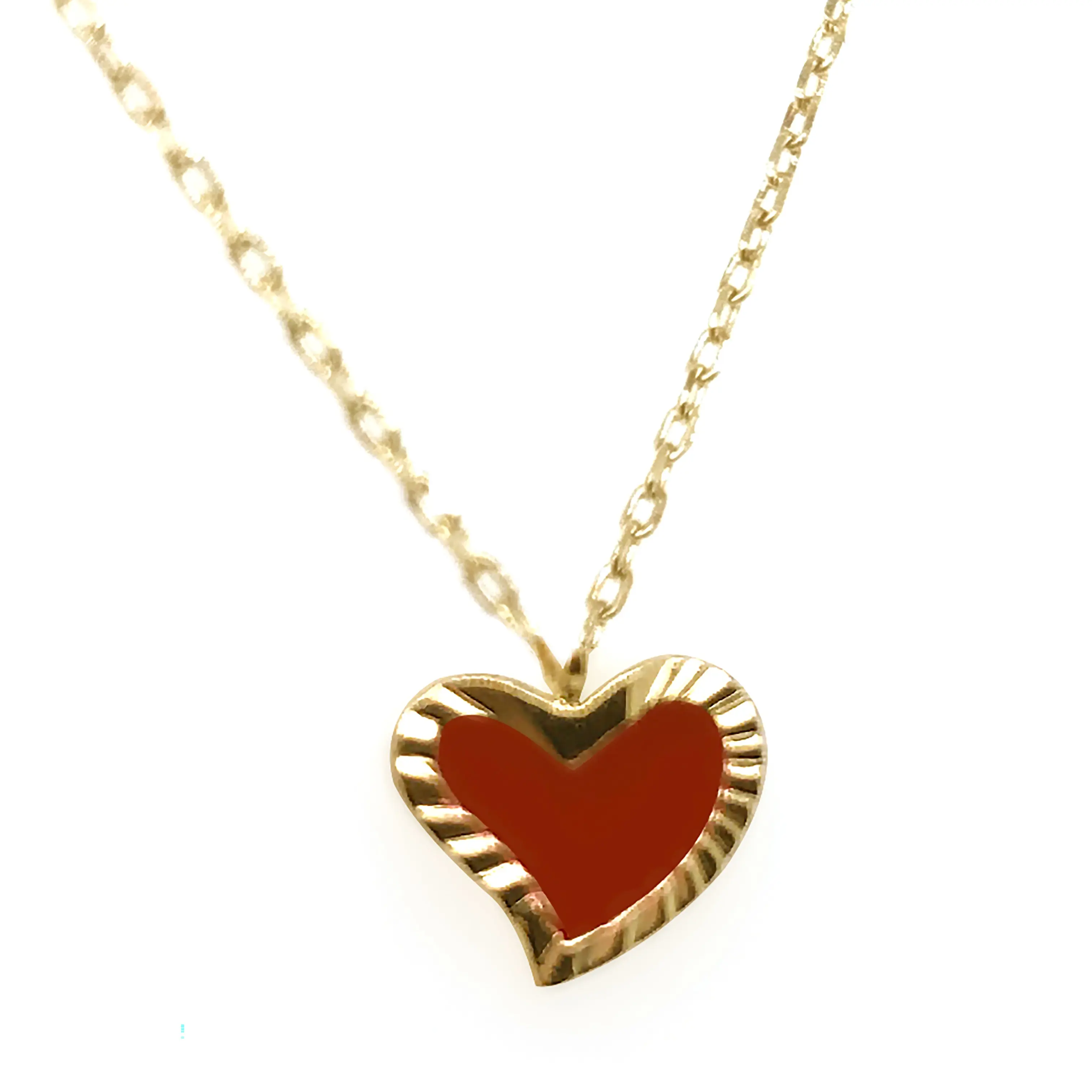 Pendant Necklace Pendant Necklace Gold Plating Embroidery Frame Epoxy Red Heart Pendant Jewelry Necklace Charm Necklaces Link Chain Sterling Silver Brass Cute