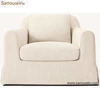 Fauteuil de loisirs moderne avec housse, fauteuil d'appoint rembourré en tissu de lin pour l'intérieur de la maison