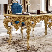 Table d'étude en bois massif sculpté à la main, bureau français classique, bureau personnalisé de Style européen