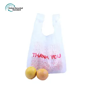 T-shirt Shopping Bag Side Gusset Bag Factory Wholesale Cost Price Degradable Shopping Plastic Thank You HDPE Gravure Printing