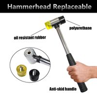 Kit de Herramientas con Martillo de Goma y 9 Cabezas Intercambiables de Nylon, Herramientas Profesionales para Eliminar Abolladuras sin Pintura y Nivelar