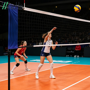Ensemble de filet de <span class=keywords><strong>volley</strong></span>-ball d'extérieur Shinbo avec filet et <span class=keywords><strong>poteaux</strong></span> réglables et portables pour la cour, la plage, l'école, le club, les jeux - Product Image 2