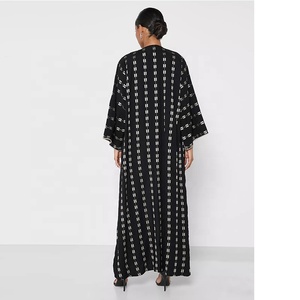 <span class=keywords><strong>Robe</strong></span> longue élégante et Simple à rayures pour femmes, vêtements islamiques, en crêpe douce, style Abaya pakistanais, à la mode - Product Image 3