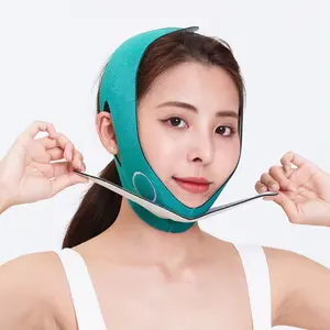 2024 новый экологически чистый многоразовый зеленый розовый двойной подтяжка для подбородка V-образная маска для похудения лица V ремень для подтяжки лица