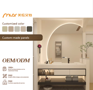 Customized Cream Style Rock Slab Hot Bending One-piece Seamless Ceramic Basin Bathroom <strong>Cabinet</strong> Combination Toilet Semi-<strong>circle</strong> - Product Image 1
