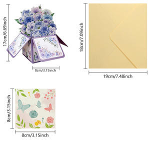 Biglietto d'Auguri 3D Pop-Up Ecologico e Riciclabile per la Festa dell'Insegnante, la Festa della Mamma, San Valentino, Compleanno, Bouquet di Fiori Blu - Product Image 3