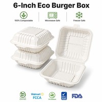 Boîtes à gâteaux et boîtes repas jetables biodégradables en amidon de maïs, compatibles micro-ondes, avec couvercle étanche et résistant à l'huile, capacité 500 ml pour