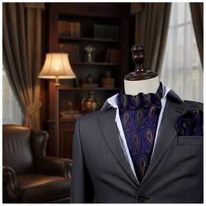 Exve Exclusive Navy Copper Paisley Formal Durable Designer Ascot Hanky <b>Set</b> <b>Square</b> Silk Material Turkey - Product Image 3
