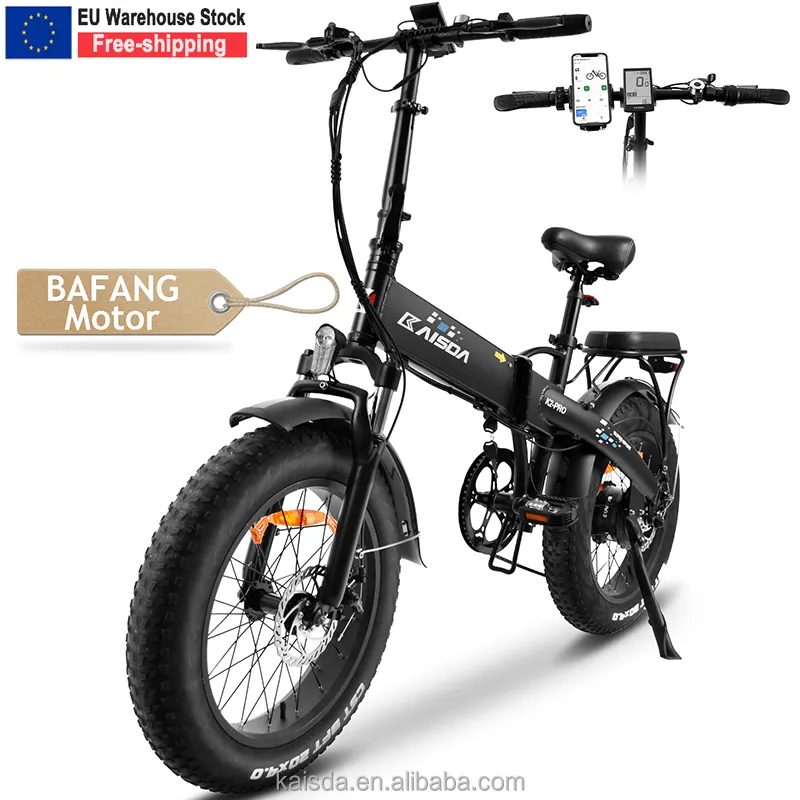 KAISDA-Bicicleta Eléctrica K2 con pantalla LCD inteligente, plegable, 60nm de torsión, Neumático de nieve