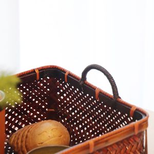 Square <b>Bamboo</b> Woven Basket Storage Box Handmade Rustic Style Food <b>Container</b> For Fruit Tea Set Holiday Gift - Product Image 4