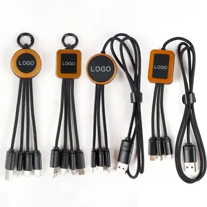 Werkseitig leuchtendes Glow UP LOGO Typ-C-Daten RPET Bamboo 4 in 1 Lade-USB-Kabel