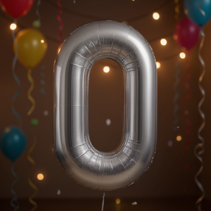 Party Love <b>Silver</b> Number 0 <b>Balloon</b> 80cm Foil Metallic Birthday Party Decorations - Product Image 2